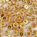 Galvanisiert Gold Mit Weißem Strass / 8 Mm Durchmesser 3 Mm Lochdurchmesser 3 Mm Höhe 50 Stück/packung