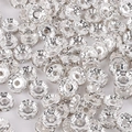 Galvanisiert Silber Mit Weißem Strass / 4 Mm Durchmesser 2 Mm Lochdurchmesser 2 Mm Höhe 50 Stück/packung
