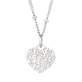 Silver hammered heart pendant necklace with fine beaded chain and artistic texture - Hammered Lava Heart Style (KN235264-Z) / Silver