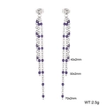 Silberne Edelstahl-Ohrringe mit Quastenkette und lila Perlen in 40mm 50mm 70mm Länge - Stahl - Traubenviolett