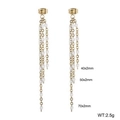 Long stainless steel tassel earrings with white resin beads and gold chain tassels - Gold-White (KE109188-Z)