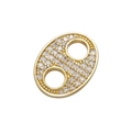 Macro detail of gold-plated pig nose pendant with micro-pave cubic zirconia setting - Gold Pig Nose
