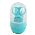 Light blue baby nail care kit in capsule storage box including clippers and tweezers - Four-Piece Set / Green