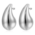 Pendientes de gota de agua huecos en acero inoxidable plateado pulido para mujer de moda - Pequeño Hueco Color Acero