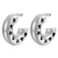 Pendientes de aro en C plateados con diseños de corazones huecos para mujer - Estilo Corazón Calado (MS-221 Acero) / Color Acero
