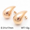 Polished gold hollow teardrop earrings in a minimalist and fashionable style - Polished Smooth Style / Rose Gold