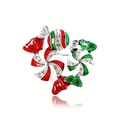 Christmas candy cane brooch with red and green enamel and sparkling rhinestones - Christmas Candy