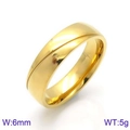 Elegante anello in acciaio al titanio dorato largo 6 mm con finitura lucida - US 6 / Stile Uomo Semplice (KR86750-K) / Oro