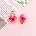 Colgante de bola de cristal DIY con cuentas rosas talladas y tapa de metal dorada - Bola de Vidrio con Diamante de Cristal Rosa