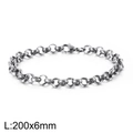 Silver stainless steel O-chain punk bracelet with circle links measuring 200x6mm - Silver 6mm Width Style (KB126600-Z)