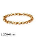 Minimalist gold-tone stainless steel O-chain bracelet measuring 200x6mm for men and women - Gold 6mm Width Style (KB126605-Z)