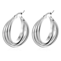 Silberne Edelstahl-Creolen im dreilagigen Spiral-Design, minimalistische und moderne Ohrringe - Sphärische Dreilagige 20MM Stahlfarben (MS-030)