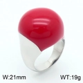 Red enamel cocktail ring in polished titanium steel with 21mm width and 19g weight - US 7 / Silver Red
