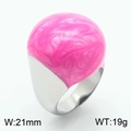 Morandi pink marble enamel chunky ring in silver finish, width 21mm and weight 19g - US 6 / Silver Pink Marble