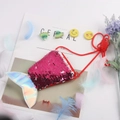Magenta sequin mermaid tail crossbody bag for girls with holographic fin and strap - Rose White
