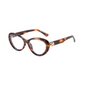 Fashionable tortoiseshell cat-eye sunglasses with golden snake head decoration on temples - Tortoiseshell Frame Anti-Blue Light