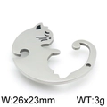 Colgante de gato lindo en acero inoxidable plateado para parejas 26x23mm - Gato Color Acero (26x23mm) / Plata (KLJ3758-Z)