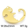 Colgante de gato en acero de titanio dorado con diseño hueco y medidas de tamaño - Gato Dorado (26x23mm) / Oro (KLJ3760-Z)