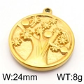 Ciondolo Albero della Vita dorato in acciaio inossidabile, 24mm per fare gioielli - Albero della Vita Tondo Oro (KLJ5803-Z)