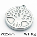 Silver Tree of Life pendant in circular stainless steel design with 25mm width - Steel Hollow Round Tree of Life (KLJ5812-Z)