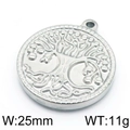 Silver Tree of Life stainless steel round pendant, 25mm diameter and 11g weight - Steel Round Detailed Tree of Life (KLJ5820-Z)