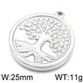 Polished silver stainless steel Tree of Life round pendant, 25mm width and 11g weight - Steel Classic Round Tree of Life (KLJ5824-Z)