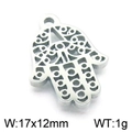 Colgante Mano de Fátima 17x12mm plata con diseño calado para joyería artesanal - Estilo 2 (KLJ5684-Z) / 17*12mm / Color Acero