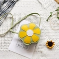 Cute green flower-shaped crossbody bag for toddler girls with yellow daisy detail - Green