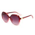 Chic oversized square sunglasses featuring a red and pink gradient frame with purple lenses - Gradient Red Frame Gradient Grey Lens