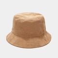Dettaglio della trama a coste verticali del cappello pescatore in velluto caramello - M (56-58cm) / Cammello