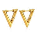 Orecchini a cerchio a forma di V in oro acciaio al titanio con design geometrico - Huggie Triangolare Idraulico / Oro