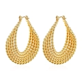 Pendientes vintage de acero inoxidable bañados en oro de 18K con diseño de cuerda tejida - Torcido de Varias Capas (Dorado) / Dorado