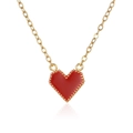 Collana in acciaio al titanio placcato oro 18 carats con ciondolo a cuore rosso e perline - 40+5cm / Oro