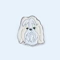 Close-up of white Maltese dog enamel pin badge made of durable zinc alloy metal - 6-Maltese/Shih Tzu