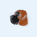 Detail showing enamel dog breed brooch with polished silver edges and oil-drop finish - 7-Dark Brown Bloodhound
