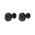 Fashionable black titanium steel spiral earrings with a geometric round punk style design - Black (Single Piece)