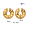 Orecchini a clip a C in acciaio inossidabile placcato oro 18k cavi da 3cm - Stile Liscio Cavo / Oro(KE110552-WGJD)
