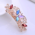 Golden flower hair clip featuring vibrant red, blue, and purple crystal rhinestones - Colorful Butterfly