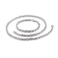 Polished silver stainless steel pig nose chain necklace and bracelet jewelry set on white - Steel Color Pig Nose Chain Set (KS130220-Z)