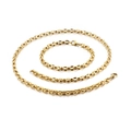 Polished gold pig nose stainless steel chain necklace and bracelet set jewelry - Gold Pig Nose Chain Set (KS130221-Z)