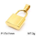 Ciondolo a lucchetto in acciaio inossidabile dorato lucido, 17x11mm, peso 3g - Ciondolo a Lucchetto con Chiusura a Goccia (KP100727-Z) / Oro