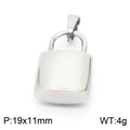 Polished silver stainless steel lock pendant 19x11mm DIY charm jewelry - Rectangular Smooth Lock (KP100730-Z)