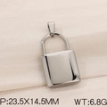 Polished silver padlock pendant DIY jewelry accessory in size 23.5x14.5mm and 6.8g - Slim Large Lock Pendant (KP120414-Z)