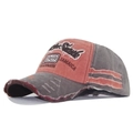 Retro-Baseballkappe aus gewaschener Baumwolle mit 1969-Stickerei und Used-Effekt - Verstellbar / Orange/Grau Patchwork