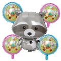 Cute raccoon and forest animal balloon set for jungle theme birthday party decorations - Raccoon and Round Balloons Set