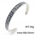 Brazalete vikingo en C plateado con martillo de Thor y grabado de runas nórdicas - Estilo A Color Acero (KB182575-MZOZ)