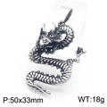 Collier avec pendentif dragon de style gothique en acier inoxydable 50x33mm - Argent Antique-Pendentif Uniquement(KP130386-MZOZ)