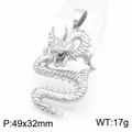 Pendentif dragon en acier titane argenté, dimensions 49x32mm et poids de 17g pour homme - Argent-Pendentif Uniquement(KP130387-MZOZ)