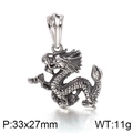 Colgante de dragón en acero inoxidable, estilo punk, tamaño 33x27mm y peso de 11g - Estilo Dragón Oriental (KP57665-BD)
