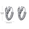 Vintage Drachen-Ohrstecker aus Edelstahl mit feiner Schuppentextur in antikem Silber-Finish - Vintage Silber Drachenkopf Stil (KE112133-WGSF)